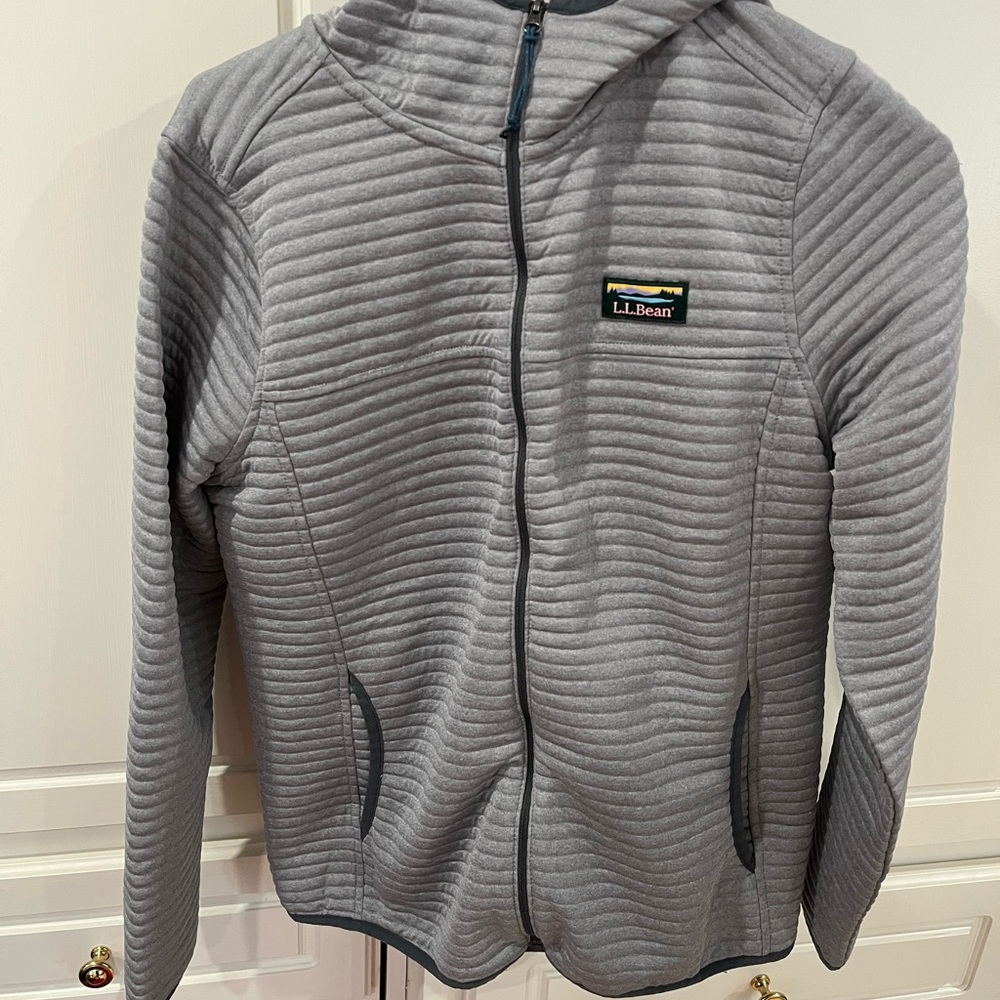 L.L.Bean Airlight Knit Full-Zip Hoodie Heathered Gray - Size Small Reg